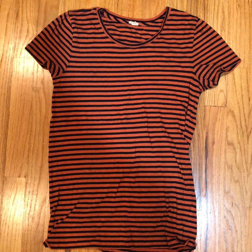 Super soft jcrew striped navy & orange tee shirt